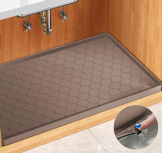 Winisok Silicone Under Sink Mat 22" x 19", kitchen Essentials and Gadgets, Shelf liner and Cabinet Protector, Home Organizers and Storage, Waterproof Bathroom Tray