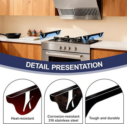 Upgrade 316 Stainless Steel Stove Gap Covers (2 Pack, 23.4”, Black), Heat-Resistant Stove Gap Filler for Kitchen Counter and Stovetop, Range Trim Kit Oven Gap Guard Between Stove and Counter
