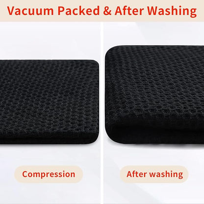 Homaxy 100% Cotton Waffle Weave Kitchen Dish Towels, Ultra Soft Absorbent Quick Drying Cleaning Towel, 13 x 28 Inches, 18-Pack, Black