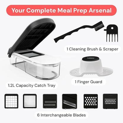 Fullstar Core Vegetable Chopper - Chop and Slice Lid - Food Chopper with Container, Veggie Chopper, Fruit Slicer, Onion Dicer - Meal Prep Essential - Kitchen Gadgets and Gifts (6-in-1, White/Black)