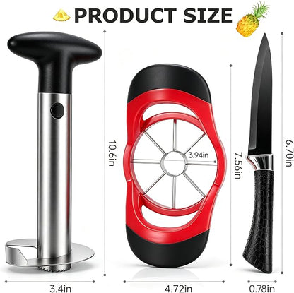 Pineapple Corer and Slicer Tool, Stainless Steel Pineapple Cutter and Corer Set, [Upgraded, Reinforced, Thicker Blade],Fruit Slicer Kitchen Gadget for Diced Pineapple Rings