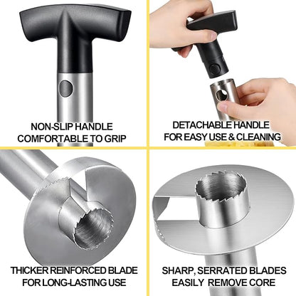 Pineapple Corer and Slicer, Heavy-Duty Stainless Steel Reinforced Thicker Blade Easy-to-Use Pineapple Core Remover & Peeler Tool