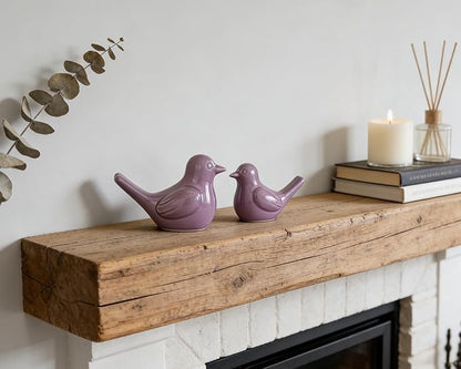 Artconal Small Purple Bird Statue Ceramic 2-Piece Set, 4½ inch Cute Knick Knack for Home Office Shelf Desk Decor