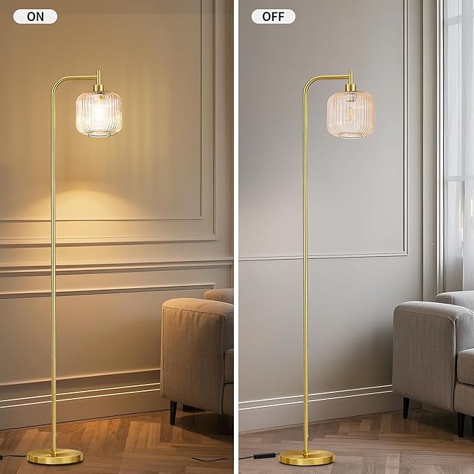 MAYNA Glass Floor lamp Living Room, Modern Vertical lamp, Remote Control Switch with Glass lampshade, 67-inch high lamp Suitable for Bedroom and Study (2700K LED Bulb Included)