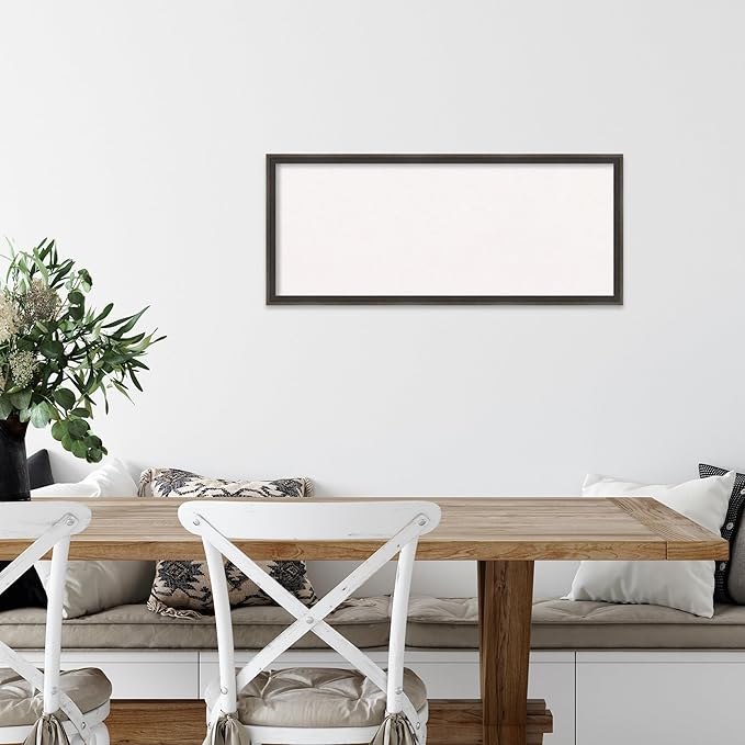 Amanti Art White Cork Board for Wall, 13x31 Vision Board with Brown Wood Frame, Medium Corkboard Office Decor for Home Organization, Casual Corkboard Pinboard to display items for home organization