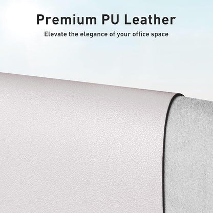 Aothia Faux Leather Desk Mat – Large Mouse Pad, Non-Slip PU Leather Blotter, Waterproof Writing Surface for Office and Home (Pale Lavender White, 47.2" x 23.6")