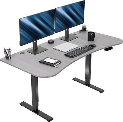 VIVO Electric 63 x 32 in Standing Desk, Touch Screen Adjustment, 220 lb Frame Support, 2E Series, Dark Gray Top Black Frame, DESK-KIT-2EBG