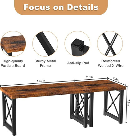 Desk Shelf, 2 Tier Wood Desktop Bookshelf, Adjustable Freestanding Stackable Desk Organizer, Desktop Shelf Organizer Storage Rack, Desk Display Rack for Office, Home, Rustic