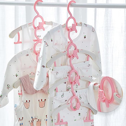 HGYZE Baby Hangers for Closet, Non-Slip 11"-14" Adjustable Infant Clothes Hanger for Nursery, 0-18yrs Plastic Kid Hanger Clothing Organizer, Children Pink Plastic Rack for Newborn Toddler Coat, 20pcs
