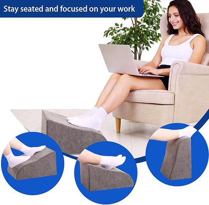 Foot Rest for Under Desk at Work, Ergonomic Under Desk Footrest with Washable Cover for Office, Home & Gaming Leg Elevation Pillow Dark Gray
