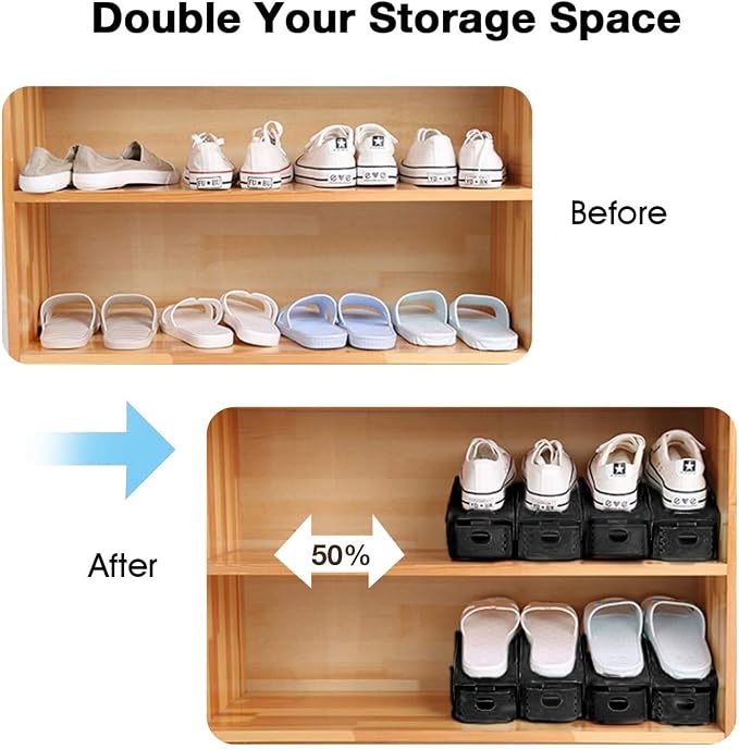 Neprock Closet Shoe Organizer,Shoe Storage Organizer Shoe Rack for Closet Organization,Shoe Slots Organizer De Zapatos Shoe Hoder Space Saver for Entryway(36 Pack)(Black)