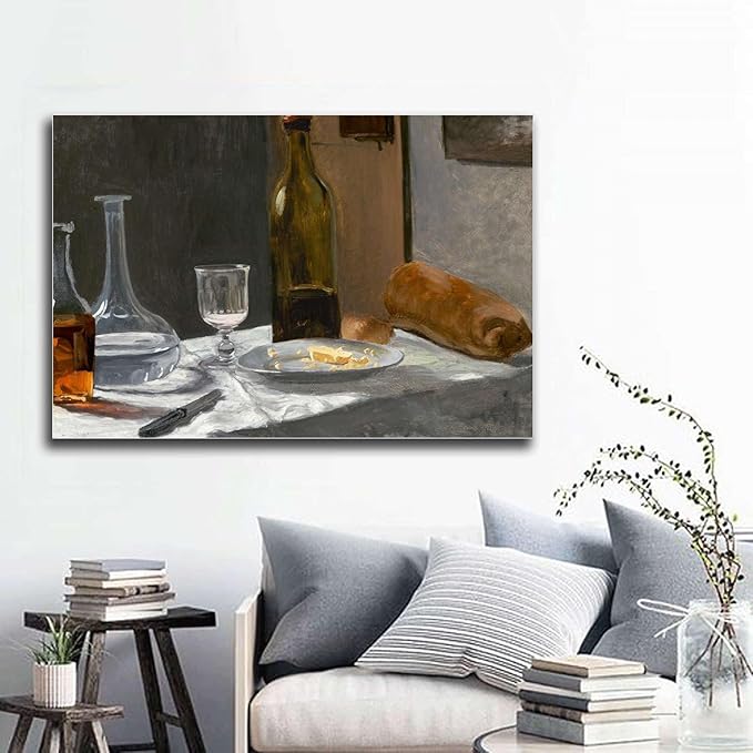 SENLYCH Wall Art Canvas Print Vintage Bar Cart Wall Art Bar Cart Decor Kitchen Wall Art Moody Wall Art Living Room and Bedroom Home Decoration 16x24inch Without Frame