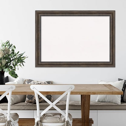 Amanti Art White Cork Board for Wall, 29x41 Vision Board with Brown Wood Frame, Large Corkboard Office Decor for Home Organization, Rustic Farmhouse Corkboard Pinboard to display items for home