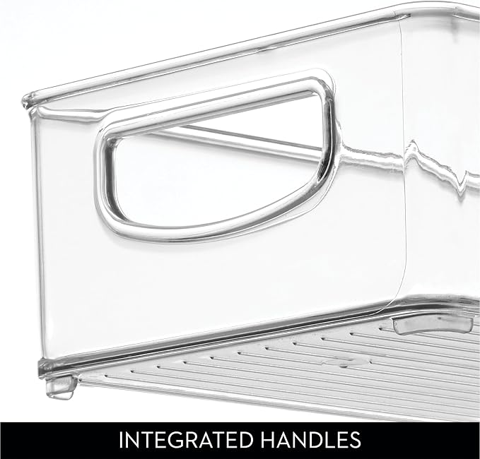 iDesign Slim Extra Long Clear Storage Bin, Narrow Stackable Organizer for Kitchen or Pantry, 2-Pack