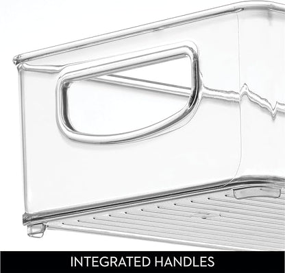 iDesign Slim Extra Long Clear Storage Bin, Narrow Stackable Organizer for Kitchen or Pantry, 4-Pack