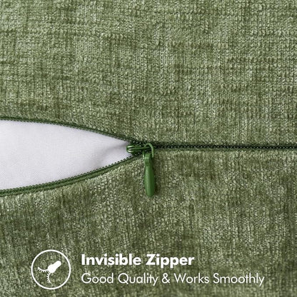 MIULEE Pack of 2 Couch Throw Pillow Covers 22x22 Inch Sage Green Farmhouse Decorative Pillow Covers with Stitched Edge Soft Chenille Solid Dyed Summer Pillow Covers for Sofa Bed Living Room
