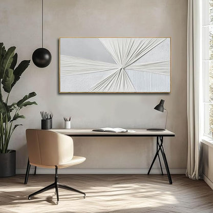 Modern Abstract Wall Art White And Beige Wall Decoration for Dining Room Bedroom Office 20×40 Inch Textured Artwork Decor