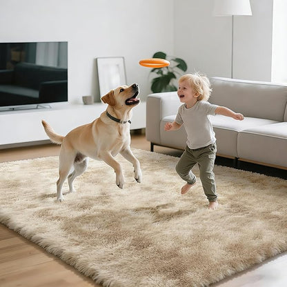 Shag Area Rugs for Bedroom Living Room,4X6 Ultra Soft Fluffy Area Rugs for Dorm,Indoor Carpet Plush Rugs for Home Decor,Camel