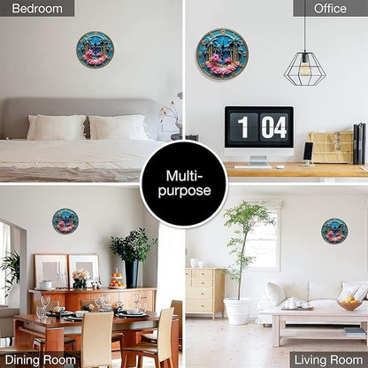 Wall Clock， Tropical Beach Non Ticking Wall Clocks Battery Operated， Blue Wooden Wall Clocks for Kitchen， Living Room， Bedroom， Office， Bathroom Decorative 25 * 25cm