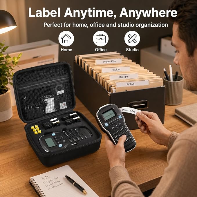 PAIYULE Case Compatible with DYMO Label Maker LabelManager 160/280 Portable Label Maker, Tag Printer Storage Organizer for AC Adapter, Tape Cartirdges and More Accessories(Box Only) Black