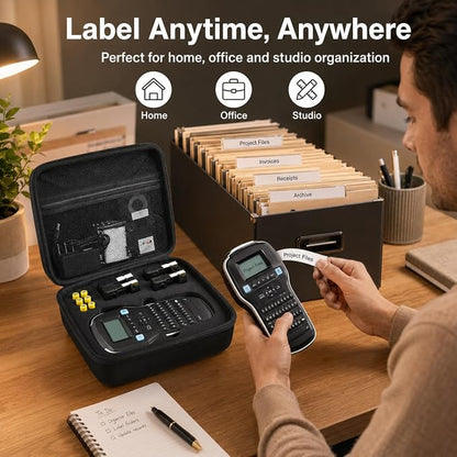 PAIYULE Case Compatible with DYMO Label Maker LabelManager 160/280 Portable Label Maker, Tag Printer Storage Organizer for AC Adapter, Tape Cartirdges and More Accessories(Box Only) Black
