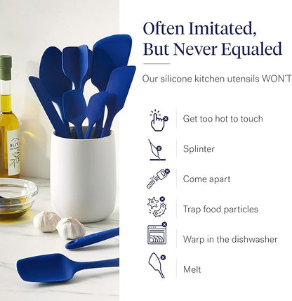 GIR: Get It Right 10-Piece Silicone Essentials Kitchen utensils set - Ladle, Spatula, Flip, Spoon & Spoonula - Non toxic cooking utensils for Nonstick Cookware, Cooking and Baking - Royal Blue