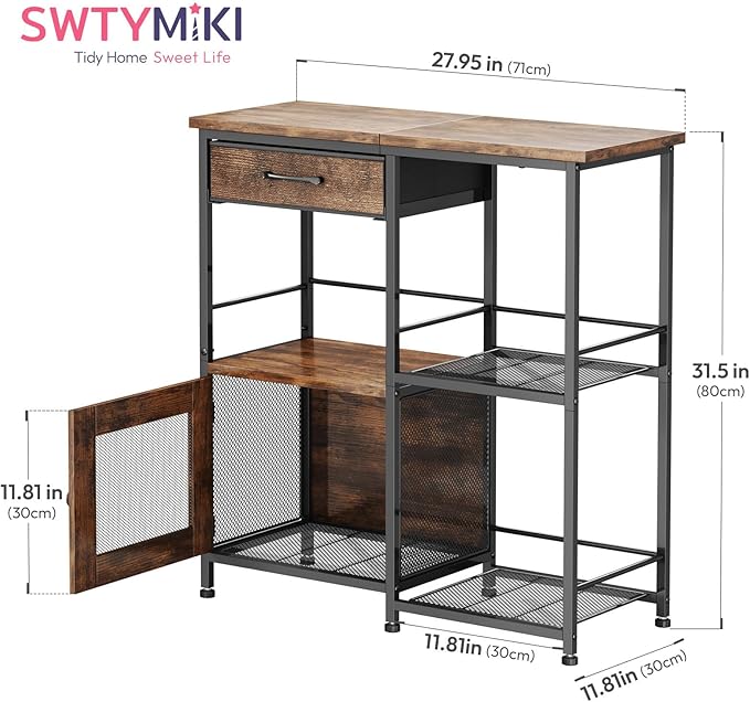 SWTYMIKI Coffee Bar Cabinet for Home - Farmhouse Coffee Stand Station Multi-Purpose Buffet Sideboard Cabinet with Drawers - Kitchen Bar Table for Living Room, Corner, Small Space, Espresso
