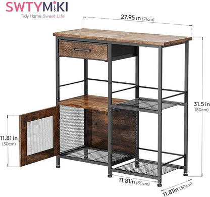 SWTYMIKI Coffee Bar Cabinet for Home - Farmhouse Coffee Stand Station Multi-Purpose Buffet Sideboard Cabinet with Drawers - Kitchen Bar Table for Living Room, Corner, Small Space, Espresso