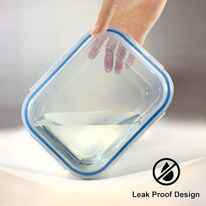 Glass Food Storage Containers Set, Large Size Containers with Lids, BPA-free Locking lids, 100% Leak Proof Glass Meal Prep Containers, Freezer to Oven Safe (2 Pack of 52oz)