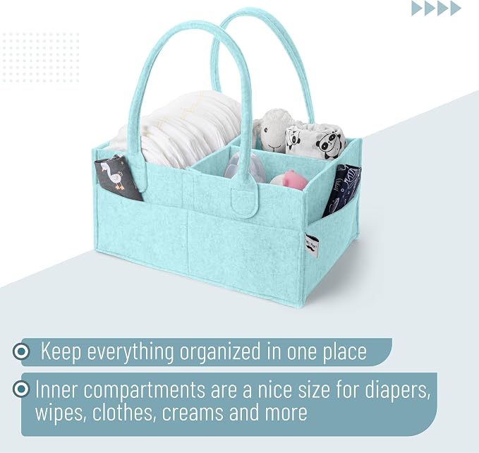 Mr. Pen- Baby Diaper Caddy Organizer, Light Blue, Nursery Storage Bin and Car Organizer for Diapers and Baby Wipes