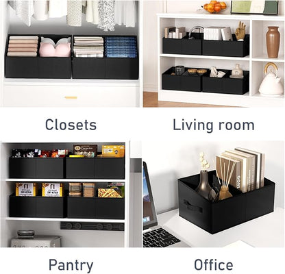 DIMJ Trapezoid Storage Bins for clothes - 5 Packs Closet Organizers and Storage Baskets, Foldable Closet Baskets with Handles and Divider, Closet Storage Bin Toybox for Shelves Living Room Bedroom