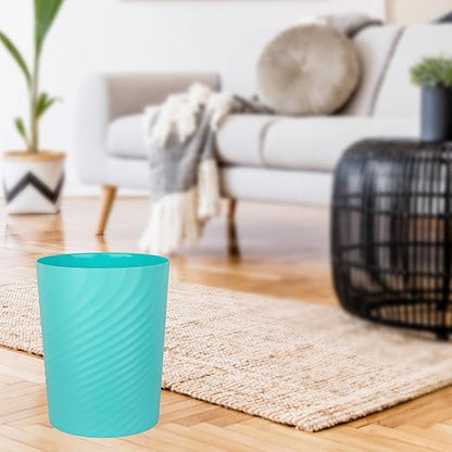 UUJOLY Plastic Small Trash Can Wastebasket, Garbage Container Basket for Bathrooms, Laundry Room, Kitchens, Offices, Kids Rooms, Dorms, (Light Blue, 1.8 Gallon)