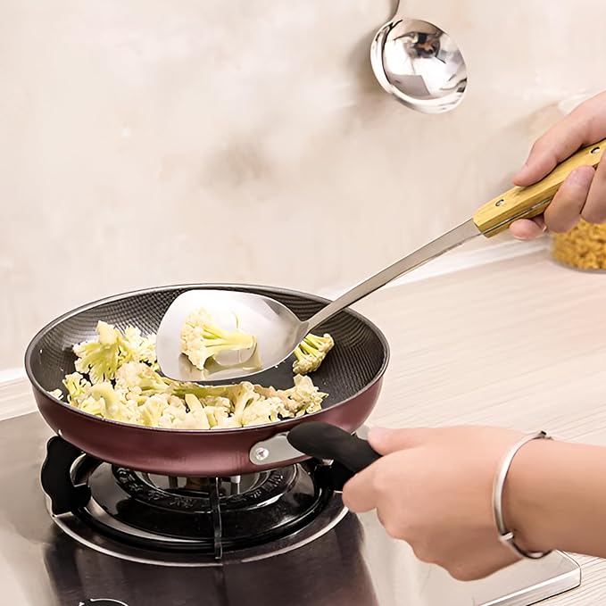 FJNATINH Cooking Utensils - Spatula and ladle Set with Wood Handle, 8 Pieces Wok Utensils Tools - Wok Accessories Cookware Set