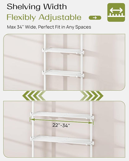 ALLZONE Adjustable Over The Toilet Storage Shelf, 4-Tier Ample Bathroom Organizer and Storage, Tension Mounted Above Toilet Storages Cabinet for Versatility, Fits 66-113 Inch Heights, White