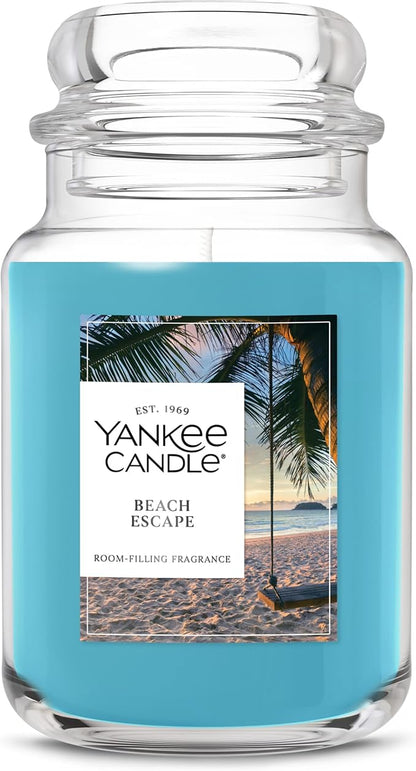 Yankee Candle Beach Escape, Scented Candle, 22oz Large Jar with up to 150 Hour Burn Time, Giftable