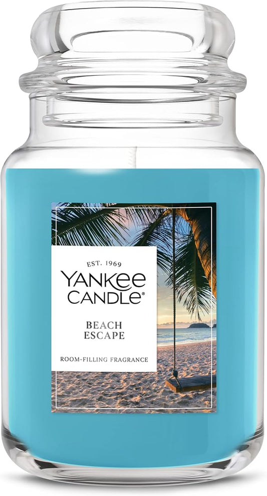 Yankee Candle Beach Escape, Scented Candle, 22oz Large Jar with up to 150 Hour Burn Time, Giftable