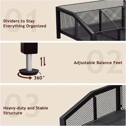 Homsorout Coffee Station Organizer - Coffee Bar Organizer with Removable Dividers for Pods Condiment Syrup Tea Stirrers, K Cup Holder for Kitchen, Office, Home, Countertop, Black