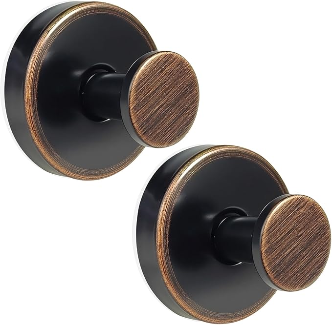 ZESLMG Suction Cup Hooks for Shower, Bronze Wreath Hangers for Front Door Glass Window Bathroom Kitchen Wall, Removable Towel Holder Bath Robe Loofah Coat Hooks No Damage for Hanging, 2 Pack