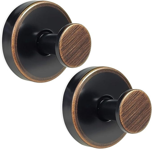 ZESLMG Suction Cup Hooks for Shower, Bronze Wreath Hangers for Front Door Glass Window Bathroom Kitchen Wall, Removable Towel Holder Bath Robe Loofah Coat Hooks No Damage for Hanging, 2 Pack