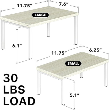 Simple Houseware Expandable Stackable Cabinet and Counter Shelf Organizer with Wooden Surface, 7.6'' D x 11.75'' W x 6.1'' H, Maple