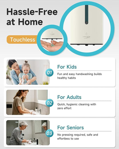 AIKE Automatic Wall Mount Liquid Soap Dispenser, Commercial Stainless Steel with 25oz Large Capacity Save Time Effort and Cost,Model AK1205 (Matte White)