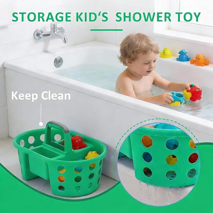 Large Shower Caddy Portable 2PC - Made in USA Plastic Jumbo Size Dorm Storage Candy Tote with Handle Shower Organizer for Bathroom, Pantry, Kitchen, College Dorm, Green