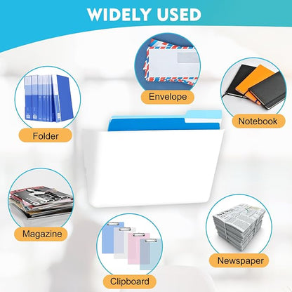 EASEPRES 4 Pack White Plastic Single Pocket Hanging File Organizer, Wall Mount Paper Mails Magazines Holder, Mounted Folder Bins for Office, School and Home, 12.99x4.13x7.48 inches