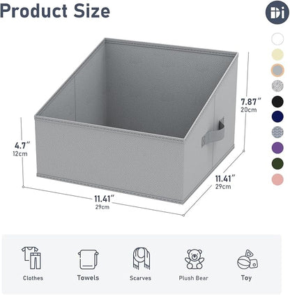 DIMJ Closet Storage Bins 12 Pack - Fabric Storage Baskets for Shelves, Collapsible Clothes Organizer with Handles, Trapezoid Shelf Organization Storage Cubes for Purse, Toys, Books, Towel, Clothes