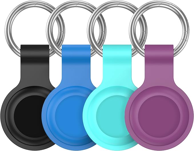 Compatible with AirTag Holder Case Keychain 4 Pack, for AirTag 1st & 2nd Generation Key Chain Ring Case Cover for Air Tag Holder GPS Tracker Item Air Tags Finders Air Tagholder for Kids,Bags,Luggages