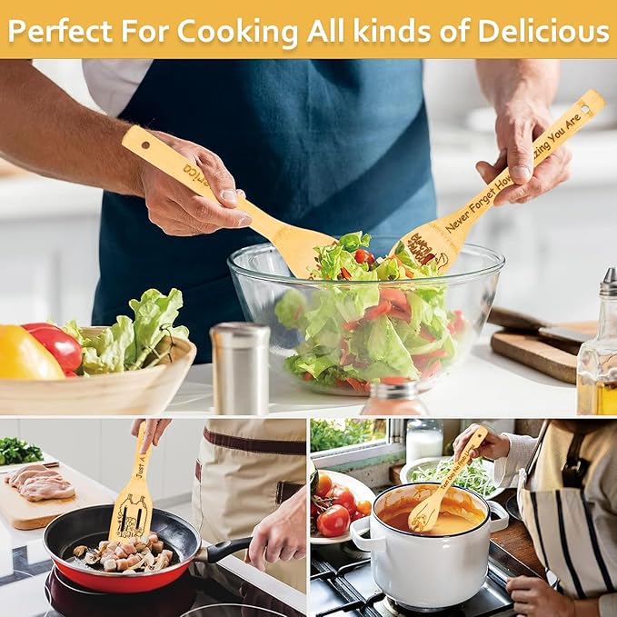 5PCS Llama Wooden Cooking Spoons Llama Gifts Llama Decor Llama Gifts for Women Llama Kitchen Decor Gifts for Llama Lovers llamas Stuff Housewarming Wedding Cooking Bamboo Cooking Spoons