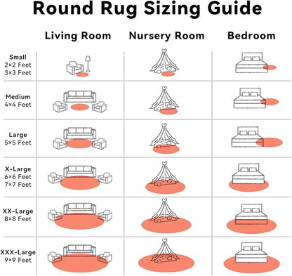 OLANLY Coral Red Round Rugs for Bedroom - Machine Washable, 6 ft Circle Area Rugs for Living Room, Soft and Fluffy Shaggy Carpet for Teen Girl and Boys, Nursery Rooms, Dorms, Home Decor Aesthetic