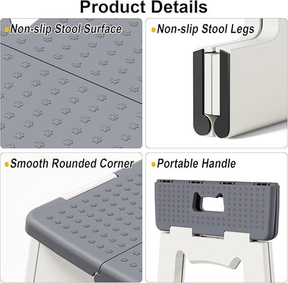 Foldable Shower Stool for Shaving Legs, Plastic Foot Rest Stools to Shave Leg, Folding Small Corner Step Seat for Inside Shower, Collapsible Bench Chair for Travel/Bathroom, Waterproof,13" Height
