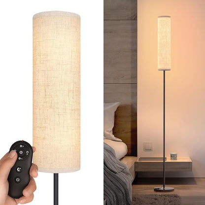 Floor Lamp for Bedroom Living Room Office with Remote Control Modern Living Room LED 4 Color Temperature & Stepless Dimmer, Standing Elegant Lamp 3000k-7000k (Round-Pale Yellow)