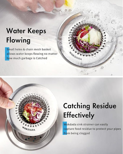 Revolutionary Kitchen Sink Drain Strainer & Sink Stopper/Patented Reversible Kitchen Sink Strainer, Anti-Clogging Sink Strainer Basket, Handmade Kitchen Gadgets, 304 Stainless Steel & Rust-Proof